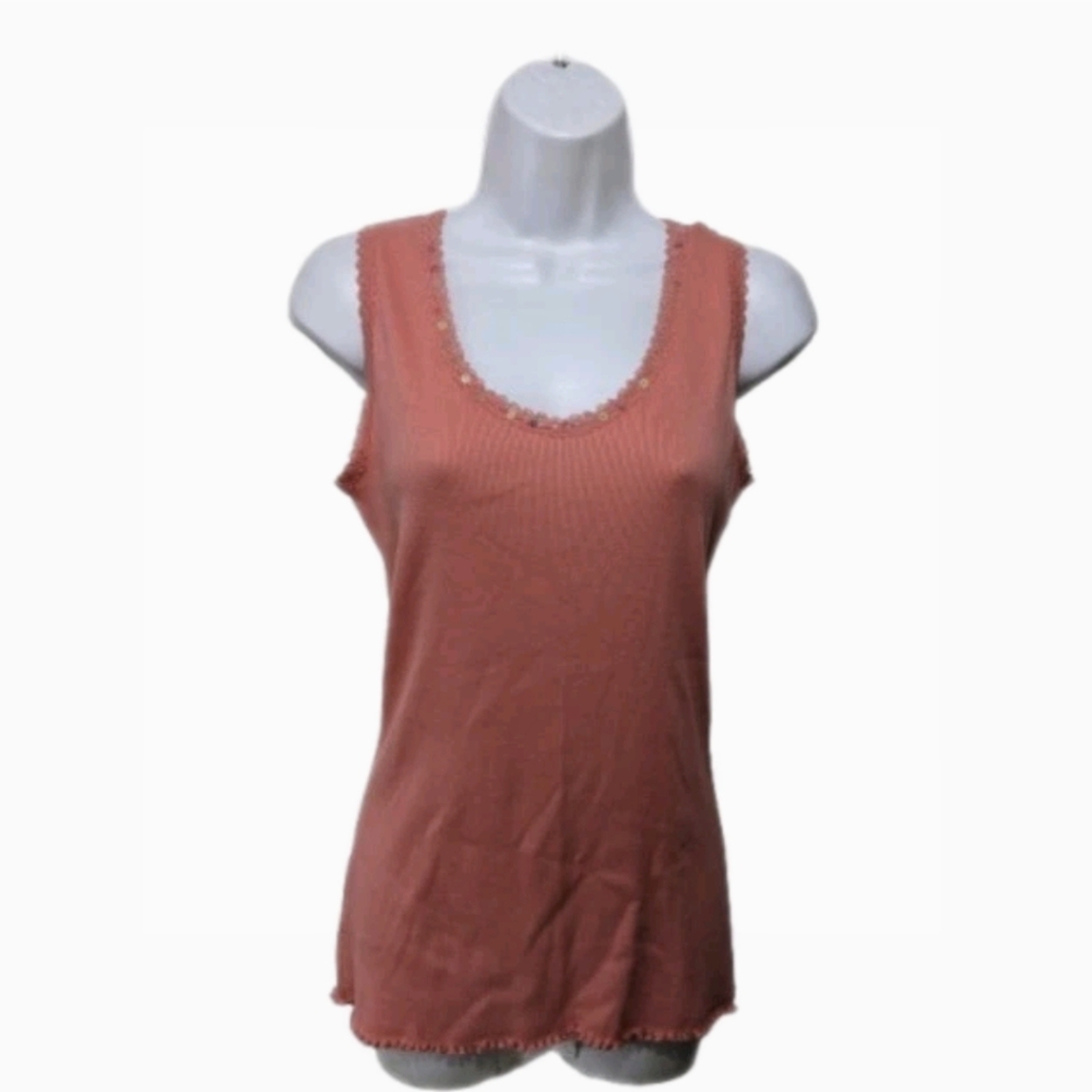 GIA Lace Trim Babydoll Cami Tank Top Orange Sequin Accent 90s Y2K #5400